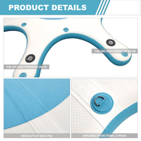 Plateforme flottante gonflable TOURUS en PVC de haute qualité, bleue, pour yoga SUP, portable, de bonne qualité, design élégant avec des points de suture bleus