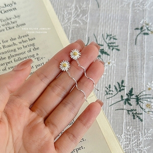 S925 Pure Sterling <strong>Silver</strong> <strong>Daisy</strong> Flower Ear Line <strong>Earrings</strong> for Women Jewelry Accessories YB-XY-294 - Product Image 4