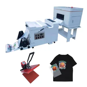 Double head desktop Pet film printer A3 Roll Heat Pet Film DTF Printer t-shirt printing machine with Shaker Powder Machine