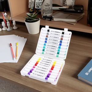 Набор акриловых маркеров MONDOF 12, 18, 24, 36, 48 цветов, с двумя наконечниками: тонким (4 мм) и двусторонним для рисования - Product Image 1