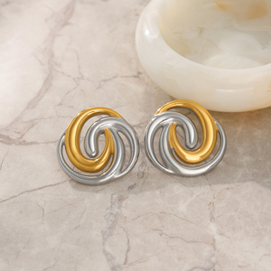Nuovi orecchini rotondi a righe con spirale di colore Dazan NEW Ins Trendy 18k Pvd oro placcato in acciaio inossidabile per attori gioielli - Product Image 5