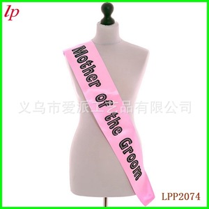 Faja para madre de la novia, decoración de satén rosa con cuentas para fiesta de boda LPP2084 - Product Image 2