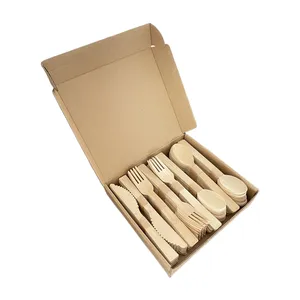 Biodegradable Bamboo Tableware Knife And Fork Spoon Bamboo Cutlery Disposable Bamboo Utensils Cutlery Set