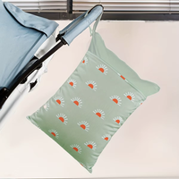 Sac étanche réutilisable et lavable avec imprimé palmiers et vagues, pochette de rangement zippée anti-fuite pour couches de plage et de bain pour tout-petits