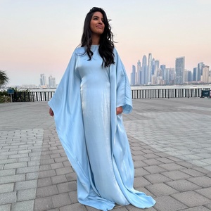 Abaya de luxe 2025, dernières créations, robe à manches chauve-souris avec tissu pailleté, ceinture ajustable à l'intérieur, robe pour femmes musulmanes - Product Image 1