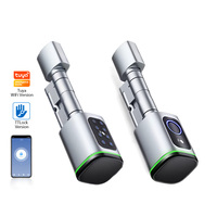 Tuya Tlock RFID Tarjeta Huella digital Electrónico Sin Llave Cerradura de Cilindro Inteligente Impermeable Cerradura Inteligente Cilindro de Núcleo Cerraduras Inteligentes