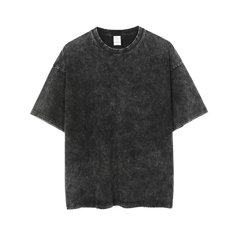 Summer 2022 Custom Logo Unisex 100% Cotton T-Shirt Washed Distressed Hip-Hop T-Shirt