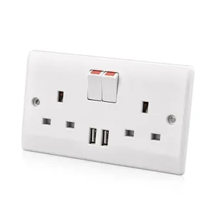 Wenzhou USB outlet 2 gang plug socket electrical wall switch