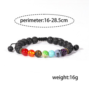 Bracelet en pierre volcanique œil de tigre réglable pour homme, bracelet énergétique en lave tressé avec perles turquoise pour un usage quotidien - Product Image 4