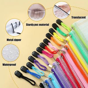 Custom High Quality Durable PVC Transparent Mesh Zipper <b>File</b> Bag for A6 Documents Office Use - Product Image 3