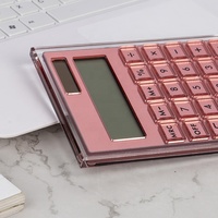 Calculatrice de bureau personnalisée en or rose et noir avec bouton d'écriture Calculatrice numérique en acrylique à 12 chiffres