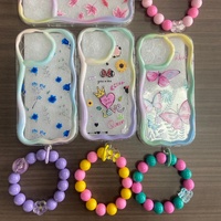 Coque de téléphone transparente en TPU imprimée avec perles pour OPPO A16 A18 et iPhone 17 16 15 14 13 12 Pro Max