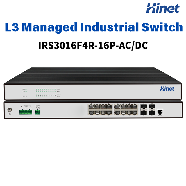 Hinet Layer 3 Managed Industrial PoE Switch 20 Port Gigabit Ethernet 4x1G SFP Uplink Rack Mount Network Switch 40Gbps EN50155