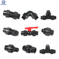 Raccords de tuyauterie en compression HDPE PP en gros PN16 Filetage femelle Té Connexion rapide Connecteurs de douille pour système d'irrigation d'eau