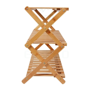 ชั้นวางรองเท้าไม้ไผ่พับได้3ชั้นสำหรับใช้ในบ้าน - Product Image 5