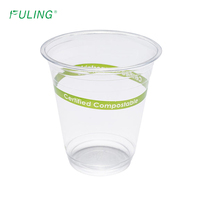 FULING PLA biodégradable clair 9 14 16 20 24 oz PP PET plastique transparent boisson froide à emporter tasse en plastique jetable avec couvercle