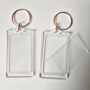 Hot Sale Promotional Cute Acrylic Blank Clear Keyrings Rectangle Photo Holder Keychain - Product Image 3