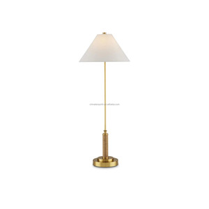 Modern Neutral <b>Travertine</b> & Brass Sphere <b>Table</b> Lamp | Sleek Organic Lighting for Hotel Bedrooms & Offices - Product Image 2