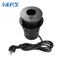Prise de courant de bureau encastrée de haute qualité 65W PD3.0 Type C 16A 250V avec prise inférieure pour postes de travail