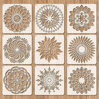 Nouvelles pochoirs mandala de 30x30 cm (12 pouces), lot de 9, grands modèles de pochoirs découpés au laser pour peinture DIY sur murs et sols en plastique