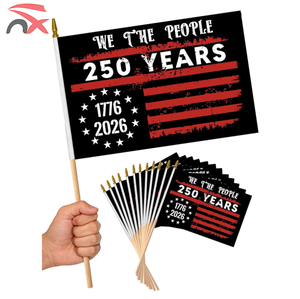 ธงแขวนมือทำมือลายครบรอบ 250 ปี สหรัฐอเมริกา สำหรับตกแต่งห้อง <span class=keywords><strong>บ้าน</strong></span> สนามหญ้า ฉากหลัง งานพาเหรด พร้อมเสาไม้ขนาด 30 ซม. ผ้าโพลีเอสเตอร์ 75D พร้อม Nuoxin - Product Image 4