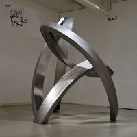 Statue d'éclairage LED en métal de style moderne de luxe pour la décoration de parc extérieur BLVE, sculpture abstraite en acier inoxydable
