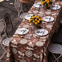 Nappe Jacquard Vintage Noire Motif Mandala Cheval, Housse de Table Tissée pour Mariage, Banquet, Fête de Jardin, Décoration d'Hôtel