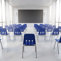 Chaise d'école et de formation empilable OK-519 avec pieds chromés, coque en PP mat et siège rembourré