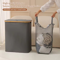 Panier à linge étroit et compact, organisateur de linge à double compartiment, panier à linge respirant avec sac intérieur amovible