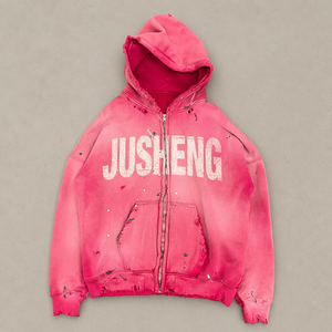 Sweat à capuche personnalisé avec impression délavée à l'acide, fermeture éclair intégrale, design oversize, coton de haute qualité 500 g/m², streetwear automne ODM pour hommes - Product Image 1
