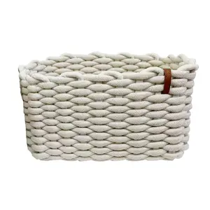 Coarse cotton rope rectangular storage basket Original white cotton rope woven storage basket Children's toy storage