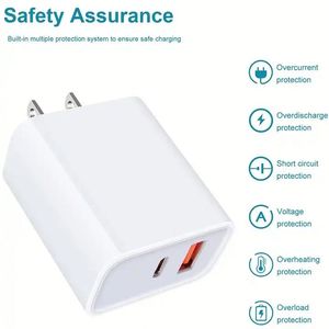 Original 20w PD <b>Adapter</b> <b>EU</b> US UK Type-C Charger Super Fast A+C Dual Chargers Cube for S21/S21 Plus for Phone 15 16 Pro Max - Product Image 3