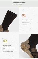 Chaussettes de randonnée épaisses décontractées respirantes antidérapantes en laine mérinos de qualité supérieure pour l'hiver et l'automne, pour le ski en plein air