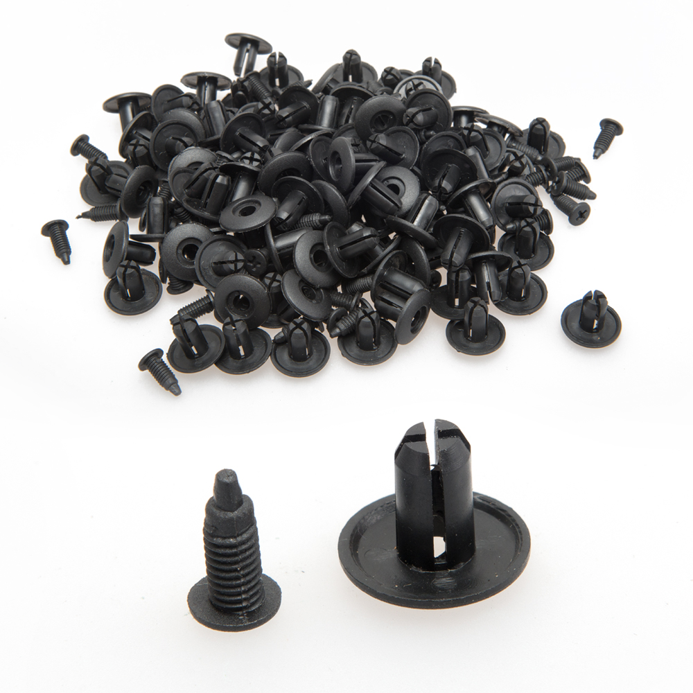Uxcell 100 Unids Remaches De Plástico Negro Coche Tronco Puerta Parachoques Tornillo Sujetador Clip 0.394 In