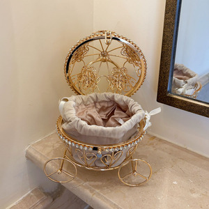 <span class=keywords><strong>Sac</strong></span> de soirée en métal doré, style princesse, avec poignée anneau en filigrane, motif citrouille de <span class=keywords><strong>Cendrillon</strong></span>, orné de strass et de diamants ajourés - Product Image 6