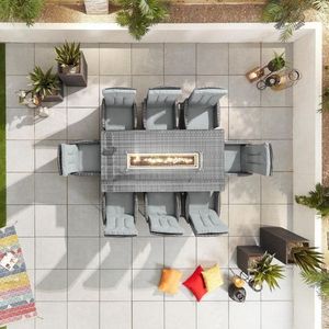 Gia đình lớn audu tibury tự nhiên 8 chỗ ngồi mây ngoài trời chỗ ngồi <span class=keywords><strong>wicker</strong></span> vườn ăn uống thiết lập với gas firepit bảng cho sân thượng - Product Image 3