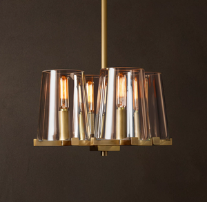 Lampada a Sospensione Contemporanea in <span class=keywords><strong>Metallo</strong></span> Argento con 4 Paralumi in Tessuto Beige, Luce da Soffitto Regolabile <span class=keywords><strong>per</strong></span> Villa e Hotel - Product Image 2