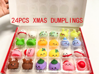 Calendrier de l'Avent 2026 de Noël : Boîte Mystère Bao Bun 24 Jours avec Jouets Squishy en Forme de Dumpling