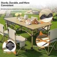 Table pliante d'extérieur Manshan en acier à haute teneur en carbone, table à roulettes, table portable pour le camping et le barbecue, table longue 3 kg
