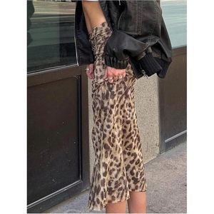 FOXA Jupe longue léopard pour femme, taille haute, en maille froncée, droite, pour les vacances d'été, les sorties nocturnes - Product Image 2