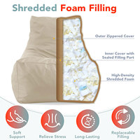 Fauteuil de relaxation d'extérieur en forme de pouf - Petit canapé de sol avec rembourrage en mousse déchiquetée, housse amovible imperméable à l'eau avec fermeture éclair
