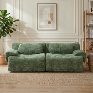 Two Seater Contemporary Modular Sectional Sofa Vacuum Packed Chenille No Assembly Leisure High Sponge Sofa Living Room Apartment - Product Image 1