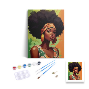 Kit de Pintura por Números de Diseño Nuevo, Retrato de Mujer Africana de 20x25 cm, Pintura por Números Enmarcada Hecha a Mano para Principiantes - Product Image 1