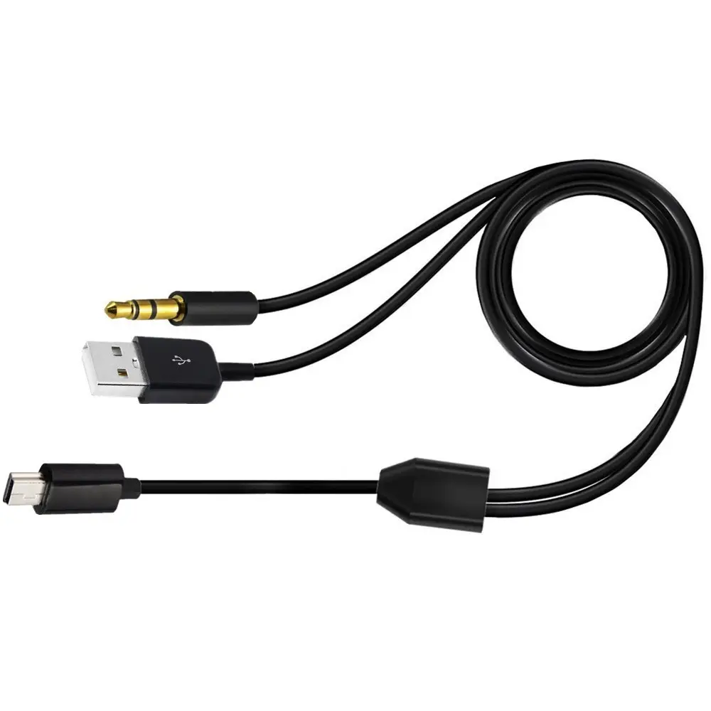 Nouveau cordon de charge USB 2.0 vers Mini B mâle et câble Audio Jack 3.5mm pour haut-parleur MP3/MP4 bleu (Mini USB)