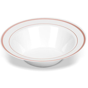Assiette creuse jetable moderne à bord doré 7,5 pouces en <span class=keywords><strong>plastique</strong></span> rigide PS, bols à salade, soupe et sauce, <span class=keywords><strong>vaisselle</strong></span> personnalisable avec logo pour camping et fêtes - Product Image 6