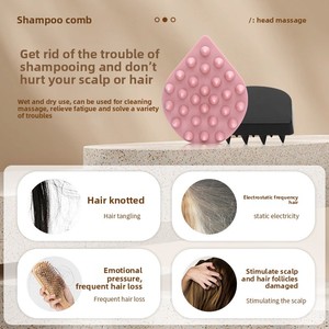Cepillo de Pelo Ovalado de Silicona Natural para Uso en Cabello Húmedo/Seco, Peine Sólido para Limpieza y Masaje del Cuero Cabelludo - Product Image 3