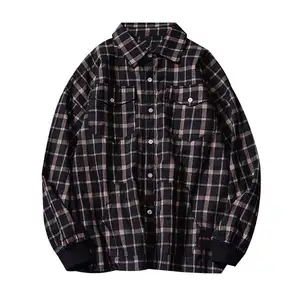 Shirt factory custom 100% cotton long sleeve wholesale plaid flannel men shirt