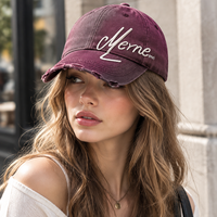 Casquettes Snapback Vintage en Coton Délavé Effet Vieilli Unisexe avec Bordure Effilochée et Imprimé Lettres, 6 Panneaux, Réglables, Style Streetwear, Casquette Papa