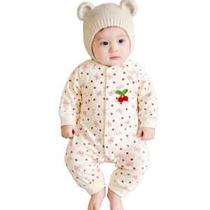 Pakaian Bayi Baru Lahir 100% Katun, Romper Bayi Lengan Panjang dengan Kancing Tekan, Cetakan Kartun, Romper Bernapas - Product Image 1