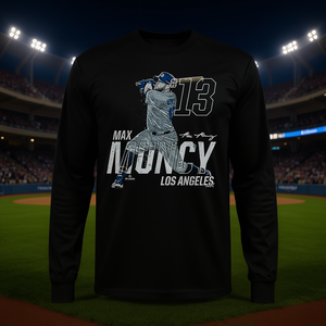 T-shirt à manches longues de baseball Max Muncy Los Angeles, design de maillot MLBPA 13 - Product Image 3